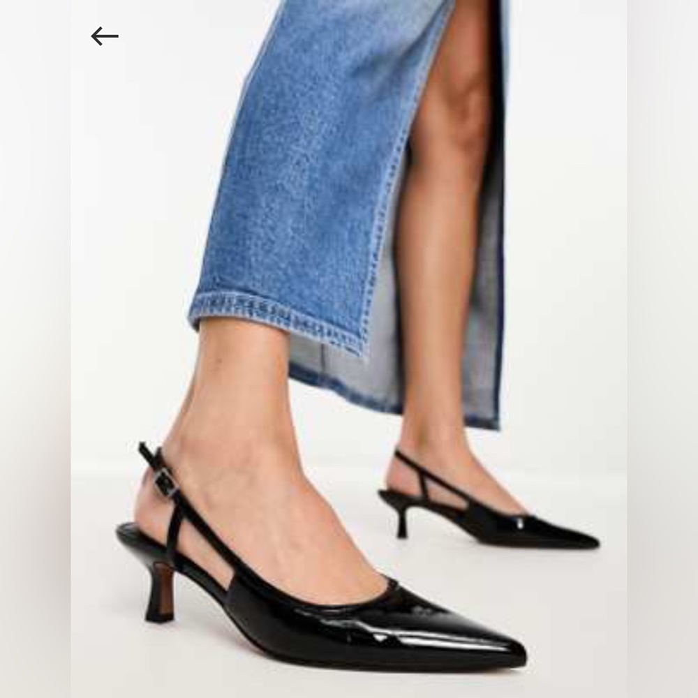 ASOS Design Strut Slingback Patent Kitten Heels